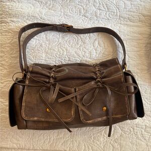 Chic Brown Faux Leather Shoulder Bag